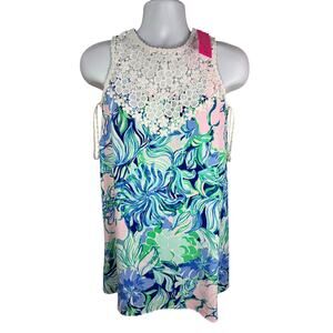 NEW LILLY PULITZER Party Thyme Nala Floral Lace Shift Dress 2 MSRP $178